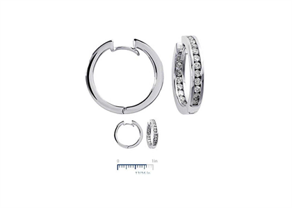 White Gold Plated | CZ Studded Hoop Earrings